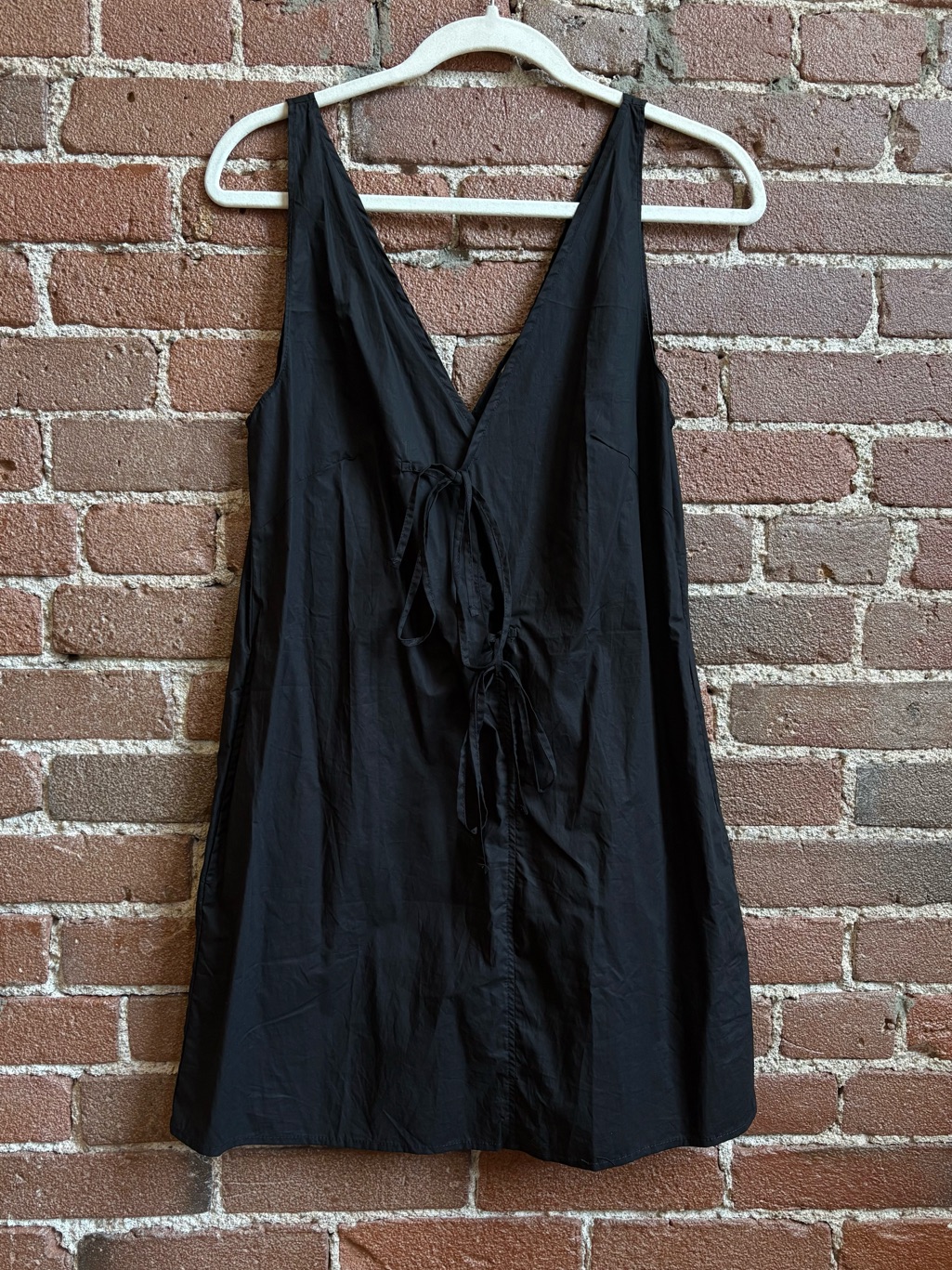 Deiji Studios The Open Tie Mini Dress In Black Organic Poplin Twin Bows Xs Nwt — image 7 of 8